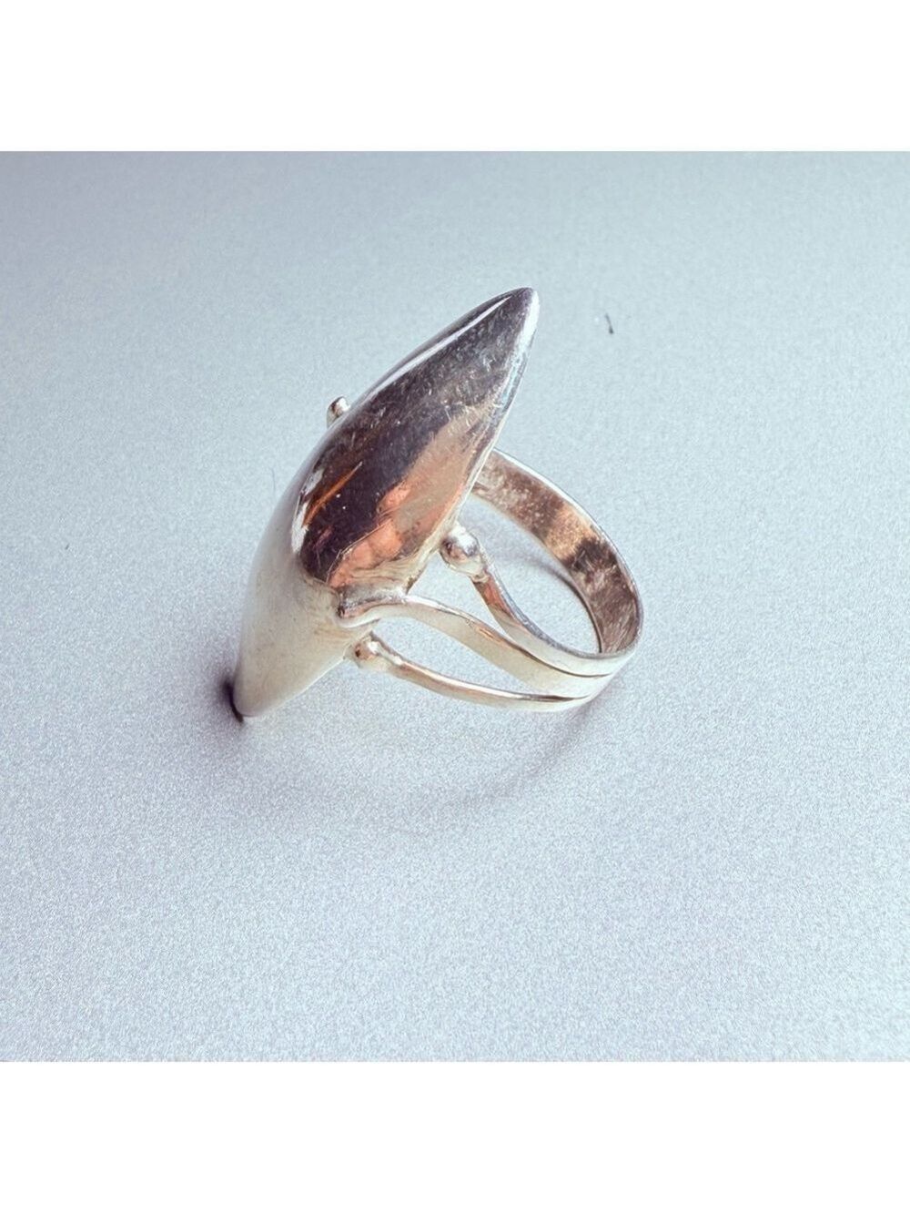 RARE Native American Hopi BIG Torpedo Dome Sterling Silver Modernist Ring VTG - Picture 6 of 8